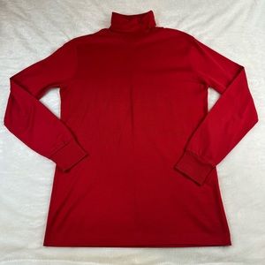 Bogner Womens Medium Base Layer Cotton USA Made Vintage Turtleneck Shirt L/S Red